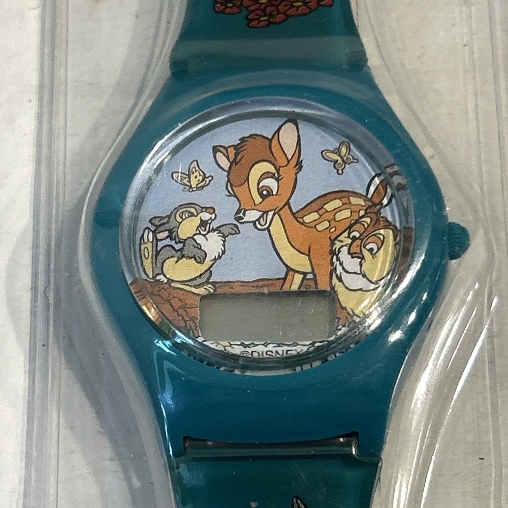 Vintage Disney Bambi Thumper‎ Flower & Owl Teal Wrist Watch New Sealed Pack C3